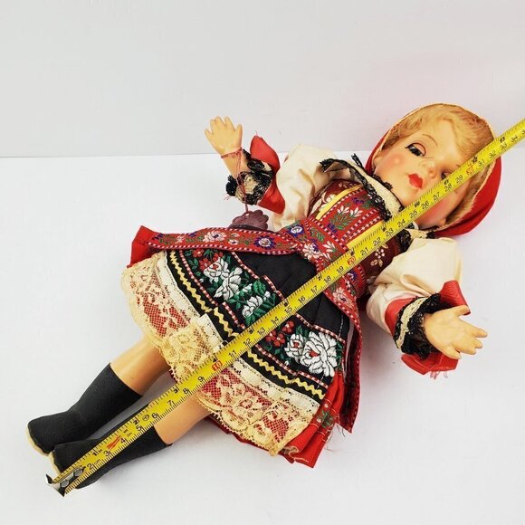 Czech Doll Lidova Tvorba VTG 60s UH Brod Traditional Outfit Moving Arms Legs 13" - Picture 3 of 14